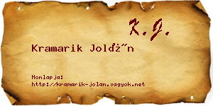 Kramarik Jolán névjegykártya