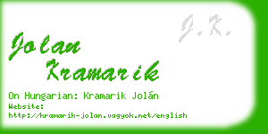 jolan kramarik business card